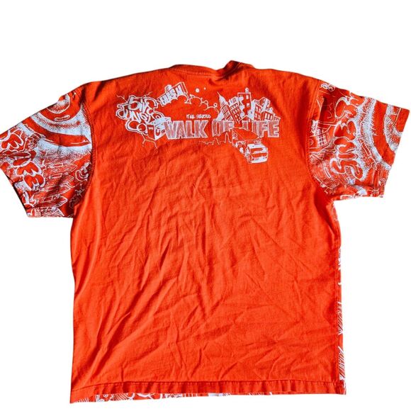 5ive Jungle Hip Hop T Shirt Size 3XL Orange All Over Print Y2K - Picture 2 of 6